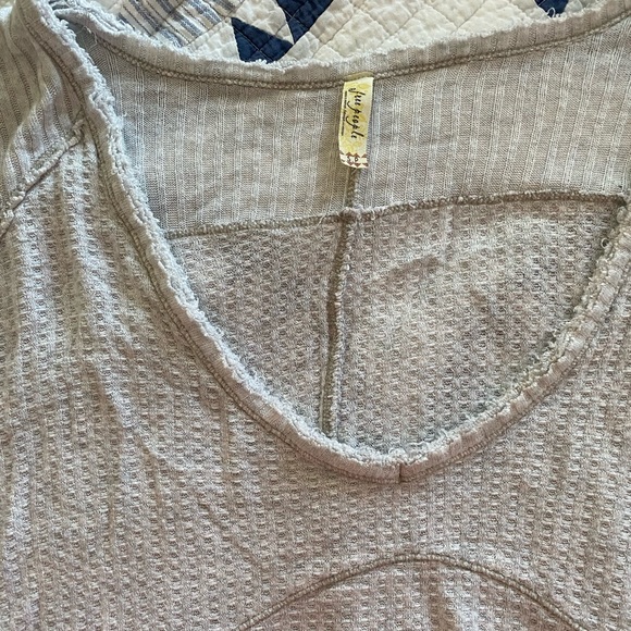 CREAM/IVORY  free people small waffle knit top - Picture 4 of 5